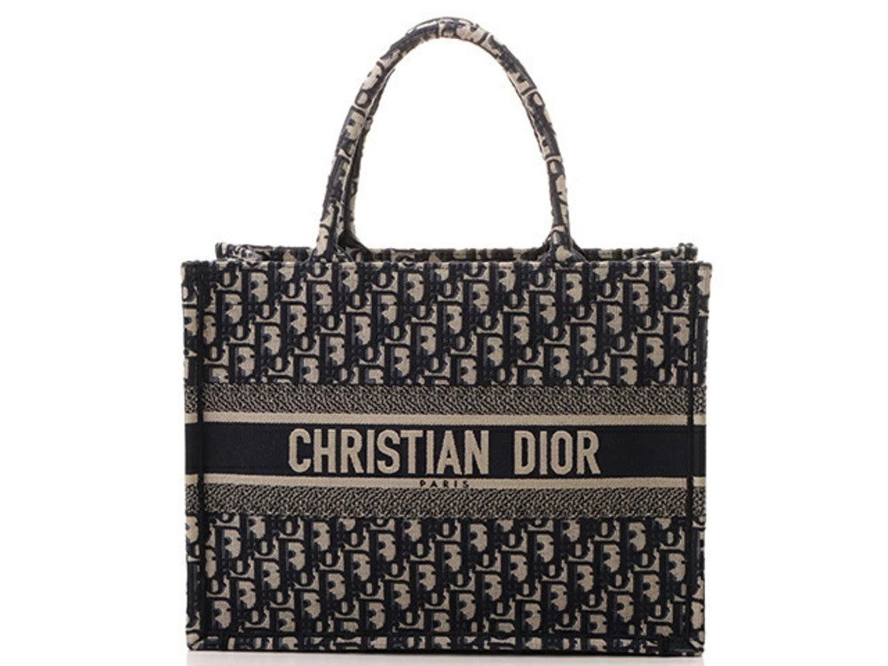 Christian Dior Oblique Book Tote Bag Navy Blue Canvas